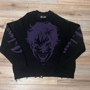 Civil Regime Joker Soldout Gotham Grunge Black Knit Crewneck Sweater Size XL